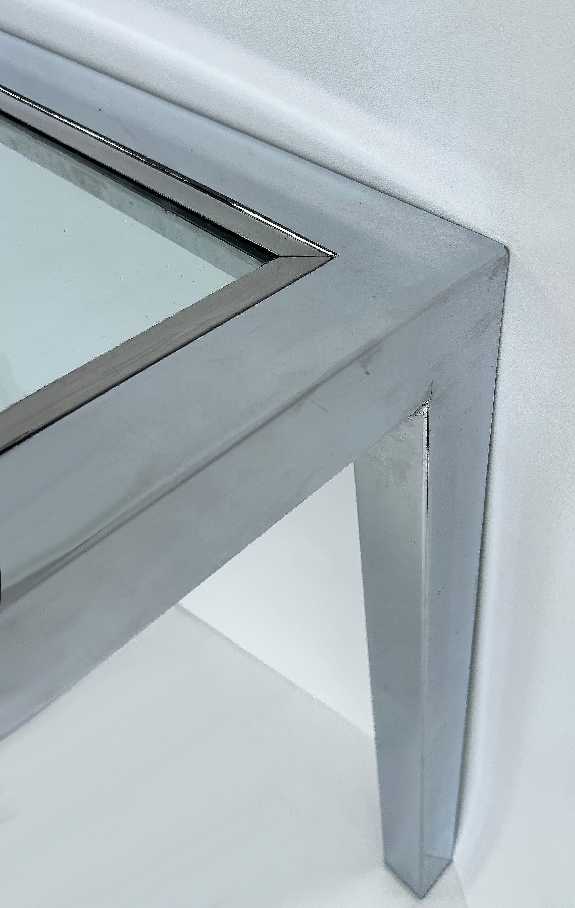 Vintage Milo Baughman DIA Chrome, Table de salle à manger en verre, extensible avec feuille en vente 3