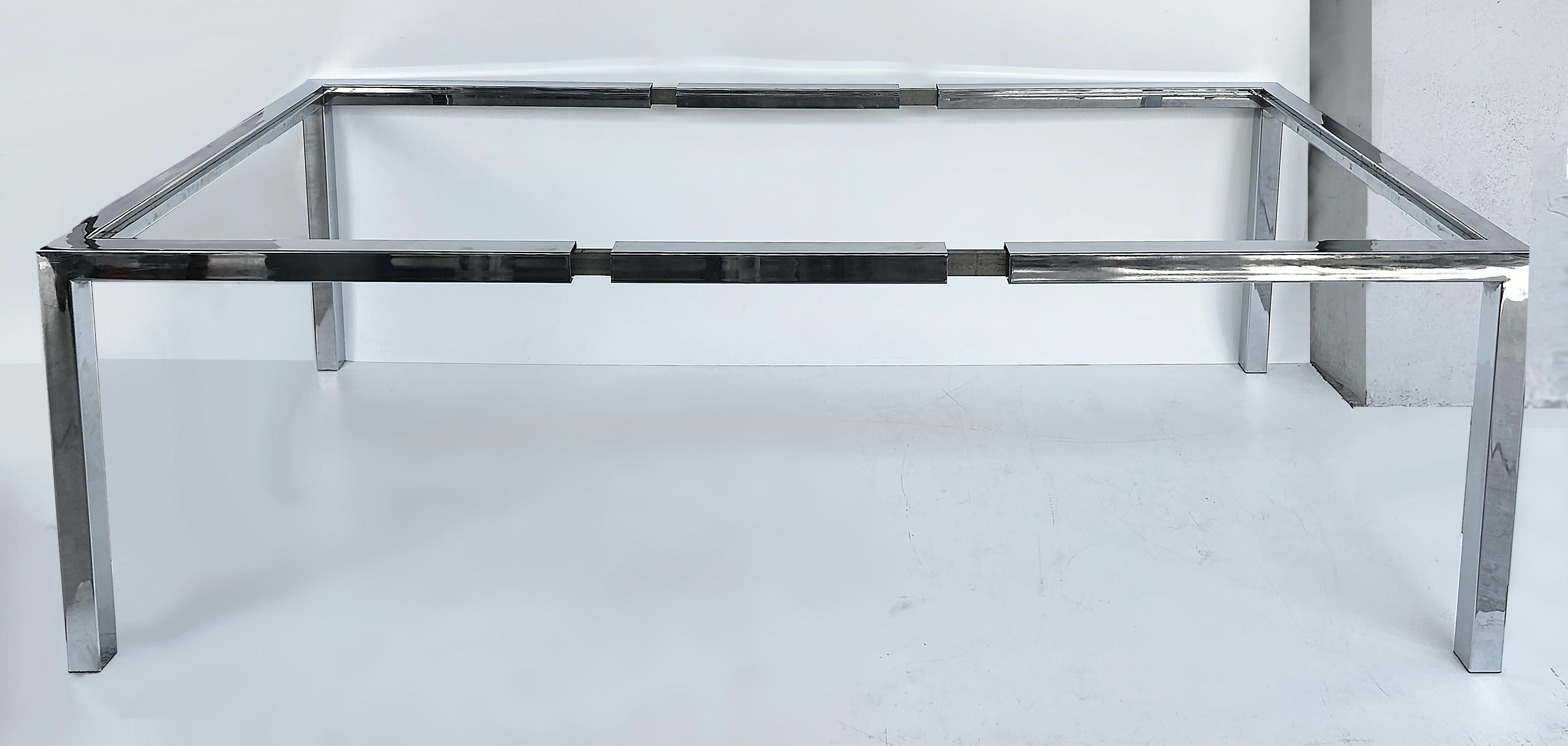 Vintage Milo Baughman DIA Chrome, Table de salle à manger en verre, extensible avec feuille en vente 4
