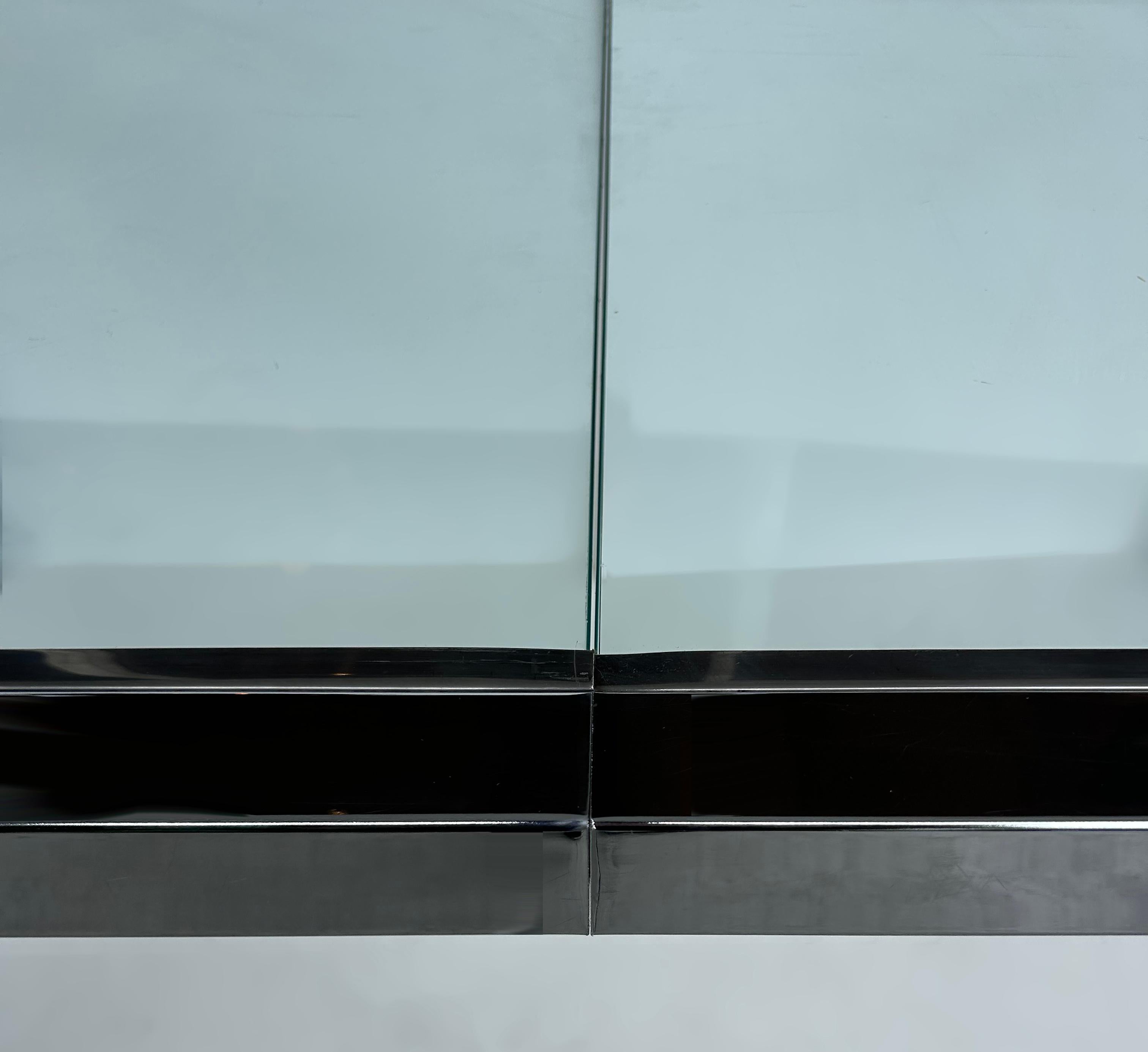 Vintage Milo Baughman DIA Chrome, Table de salle à manger en verre, extensible avec feuille en vente 2