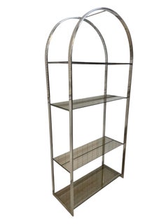 Vintage Milo Baughman Flat Bar Chrome Etagere's - Set of 2