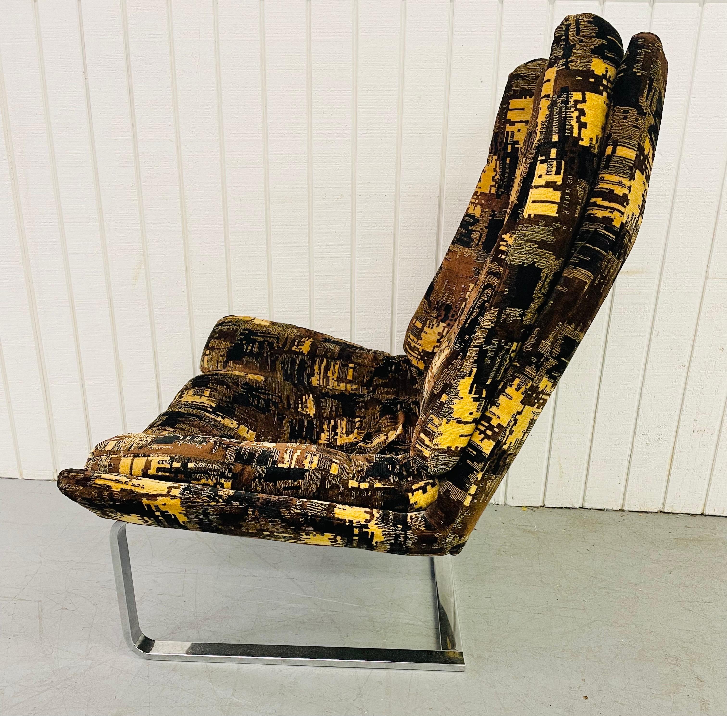 Mid-Century Modern Vintage Milo Baughman Flat Bar Chrome Lounge Chair