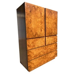 Vintage Milo Baughman for Lane Burl Wood Tall Highboy Dresser Mid Century Modern