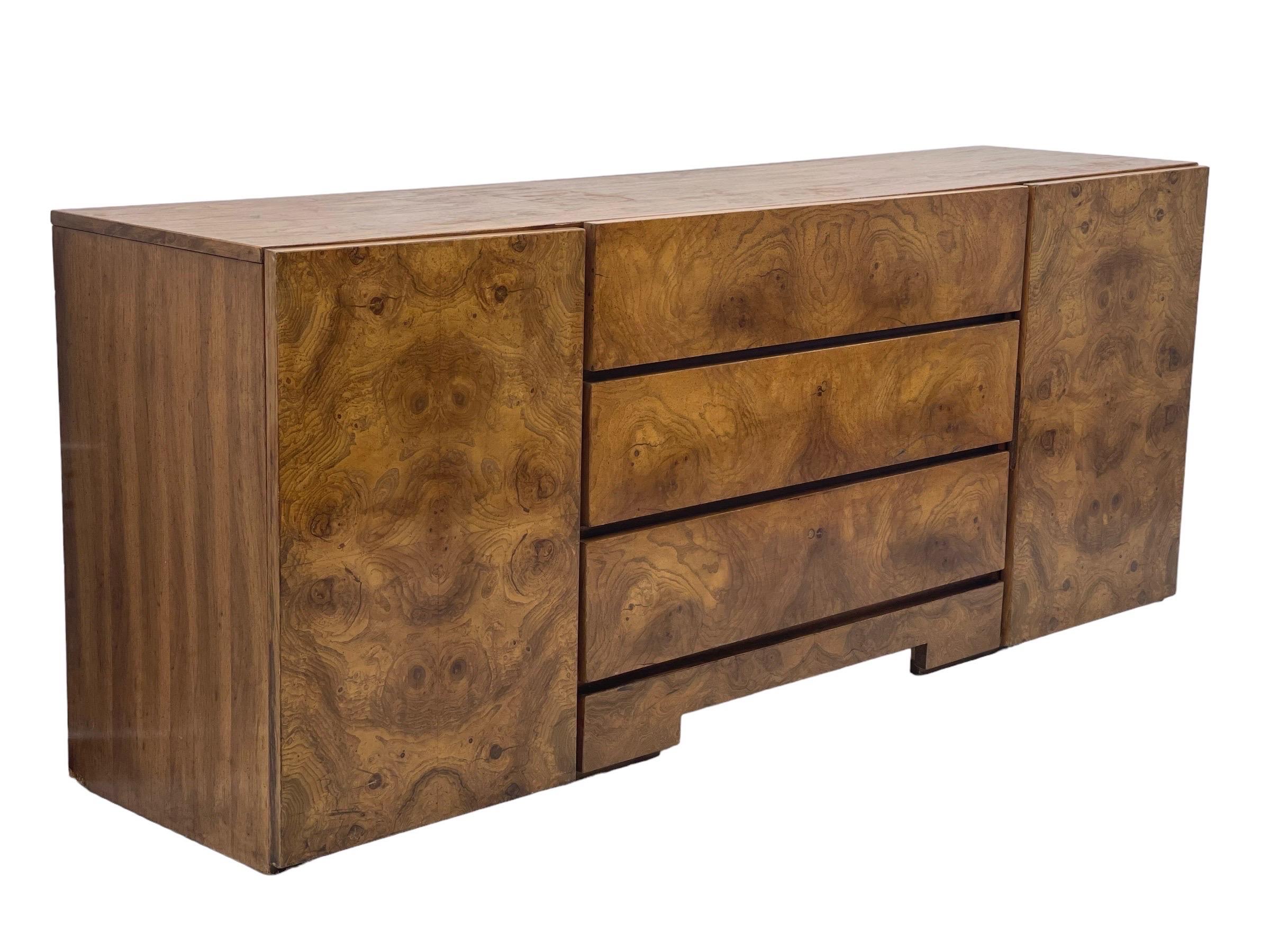 Mid-Century Modern Vintage Milo Baughman for Lane MCM Burl wood Lowboy 9 Drawer Dresser