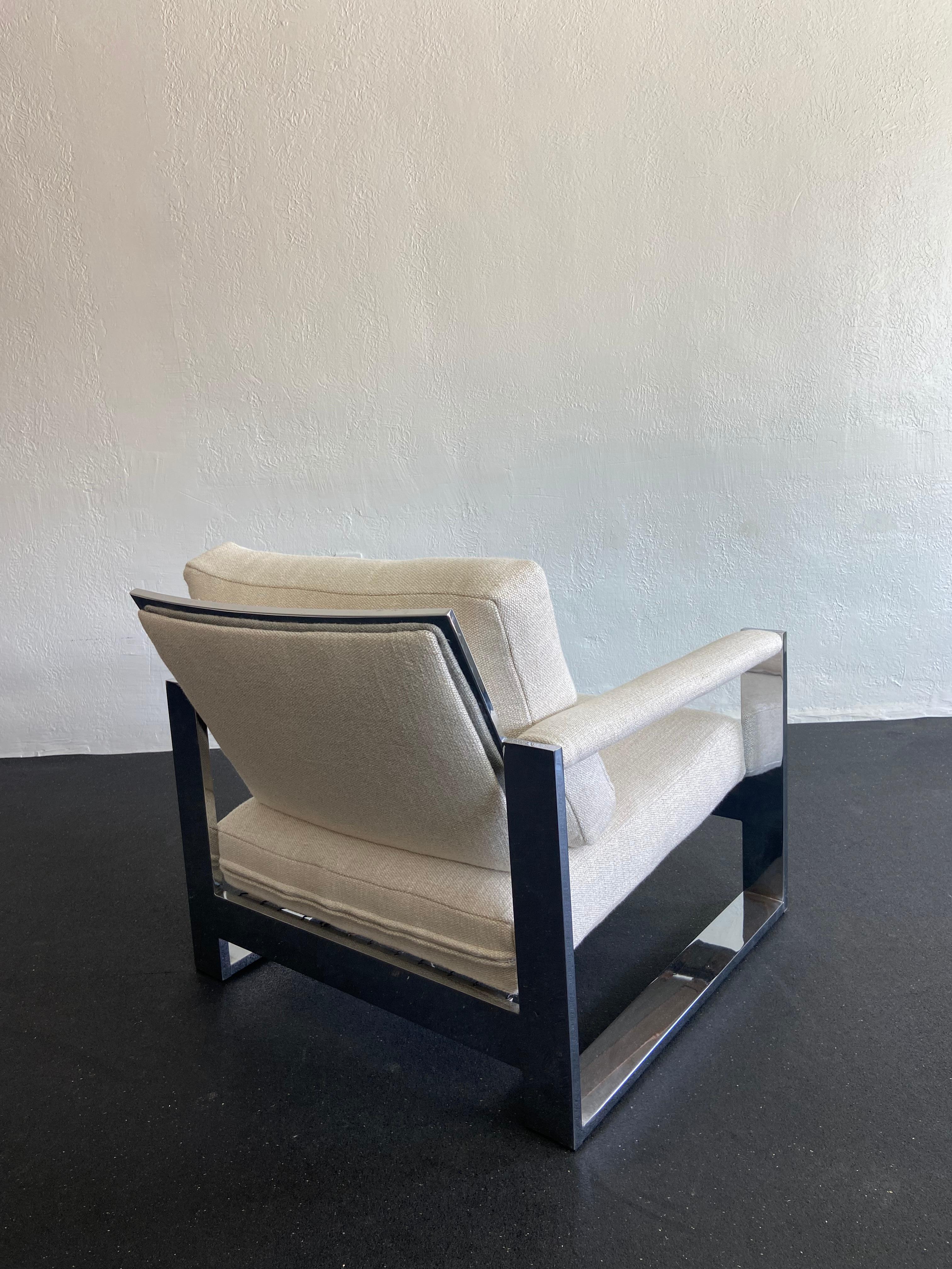 Milo Baughman for Thayer Coggin Chrome Lounge Chairs - a Pair For Sale 1