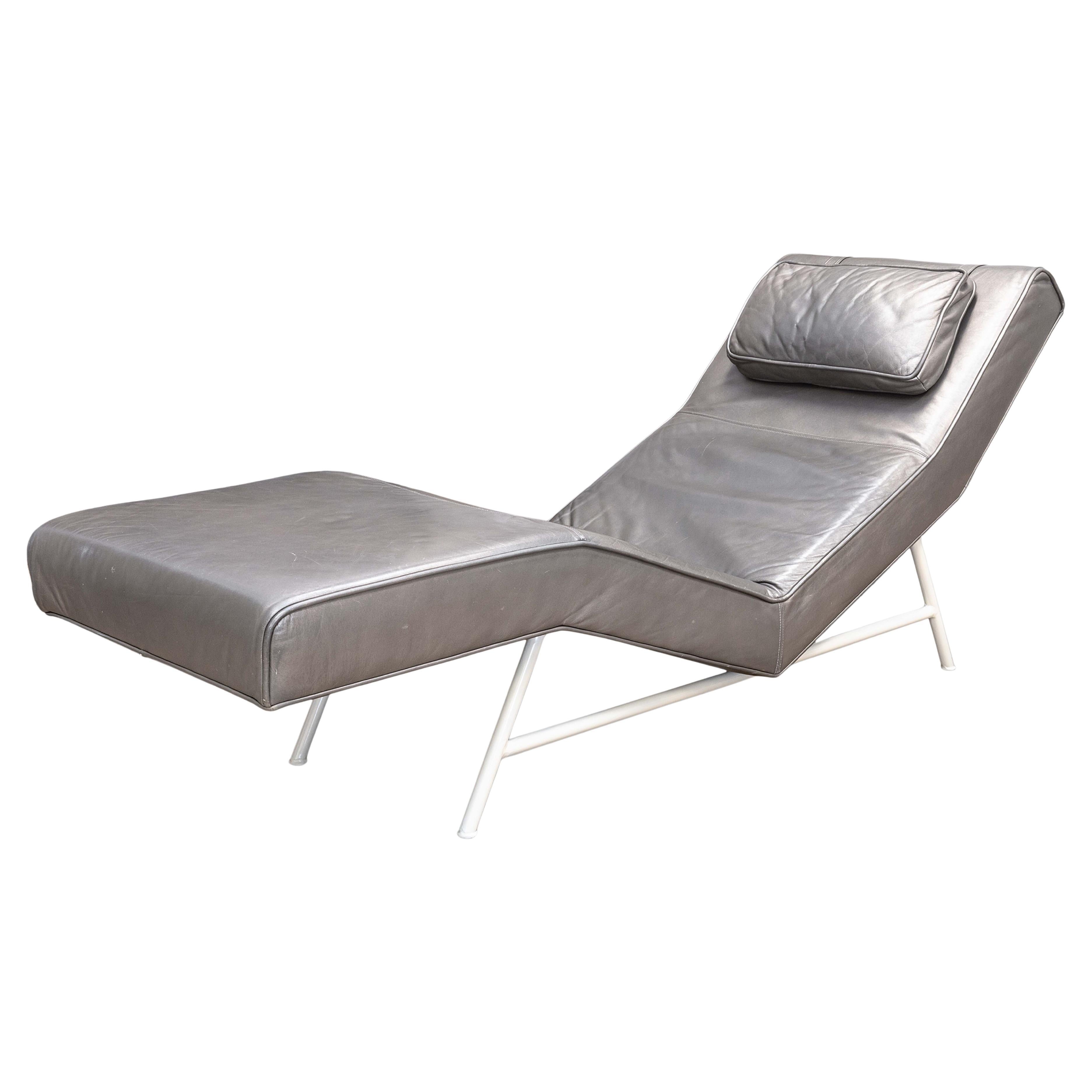 Vintage Milo Baughman para Thayer Coggin Silla Fred Chaise Lounge de cuero gris