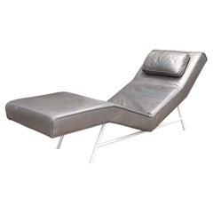 Vintage Milo Baughman for Thayer Coggin Grey Leather Fred Chaise Lounge Chair