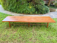 Tavolino lungo in noce vintage di Milo Baughman per Thayer Coggin