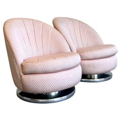 Vintage Milo Baughman for Thayer Coggin Swivel Rocker Chairs - A Pair