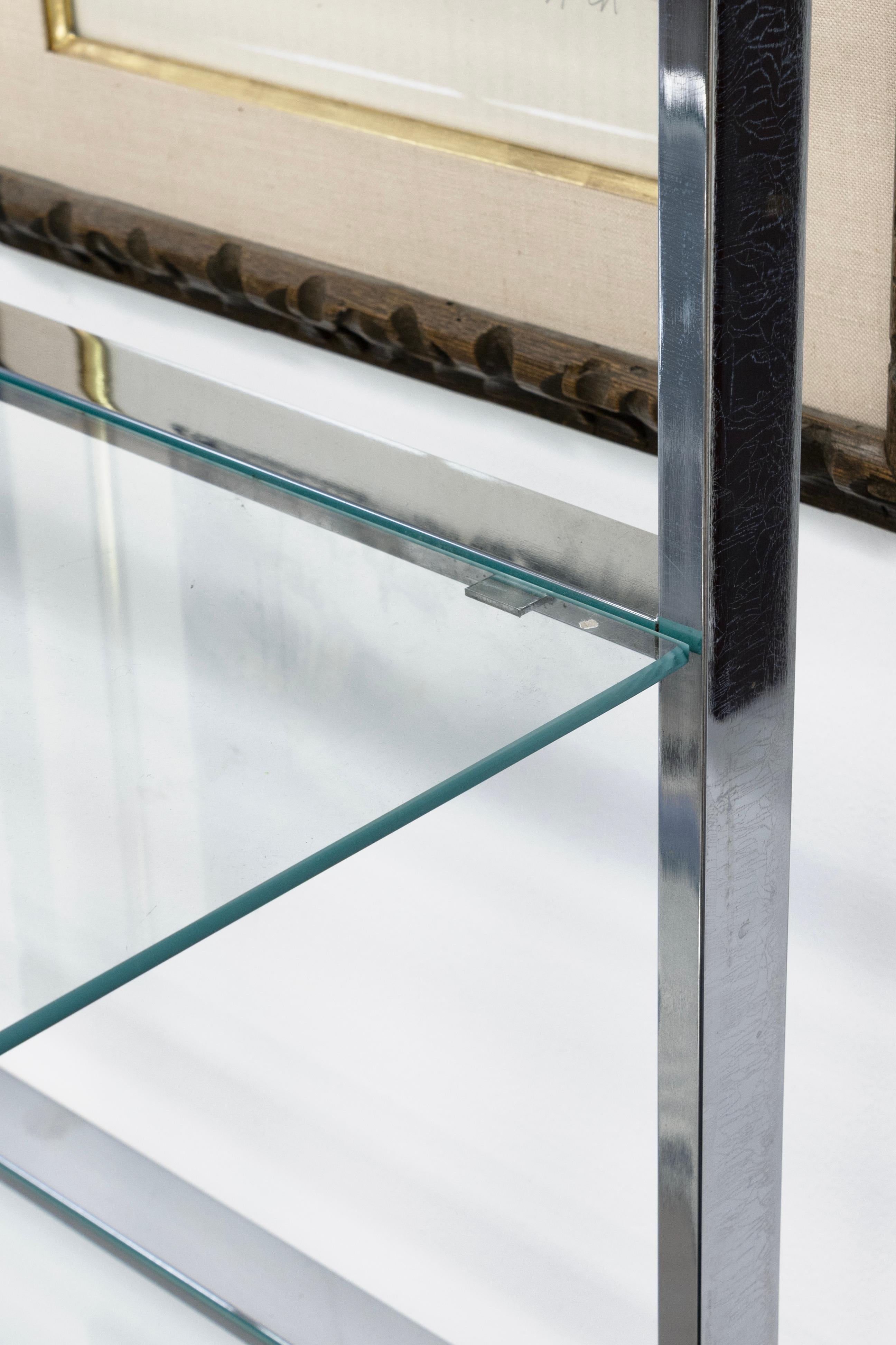 Mid-Century Modern Vintage Milo Baughman Large Chrome and Glass Etagere Shelving Unit For Sale