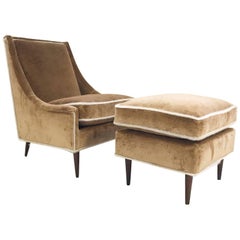 Vintage Milo Baughman Lounge Chair and Ottoman Restored in Ralph Lauren Velvet