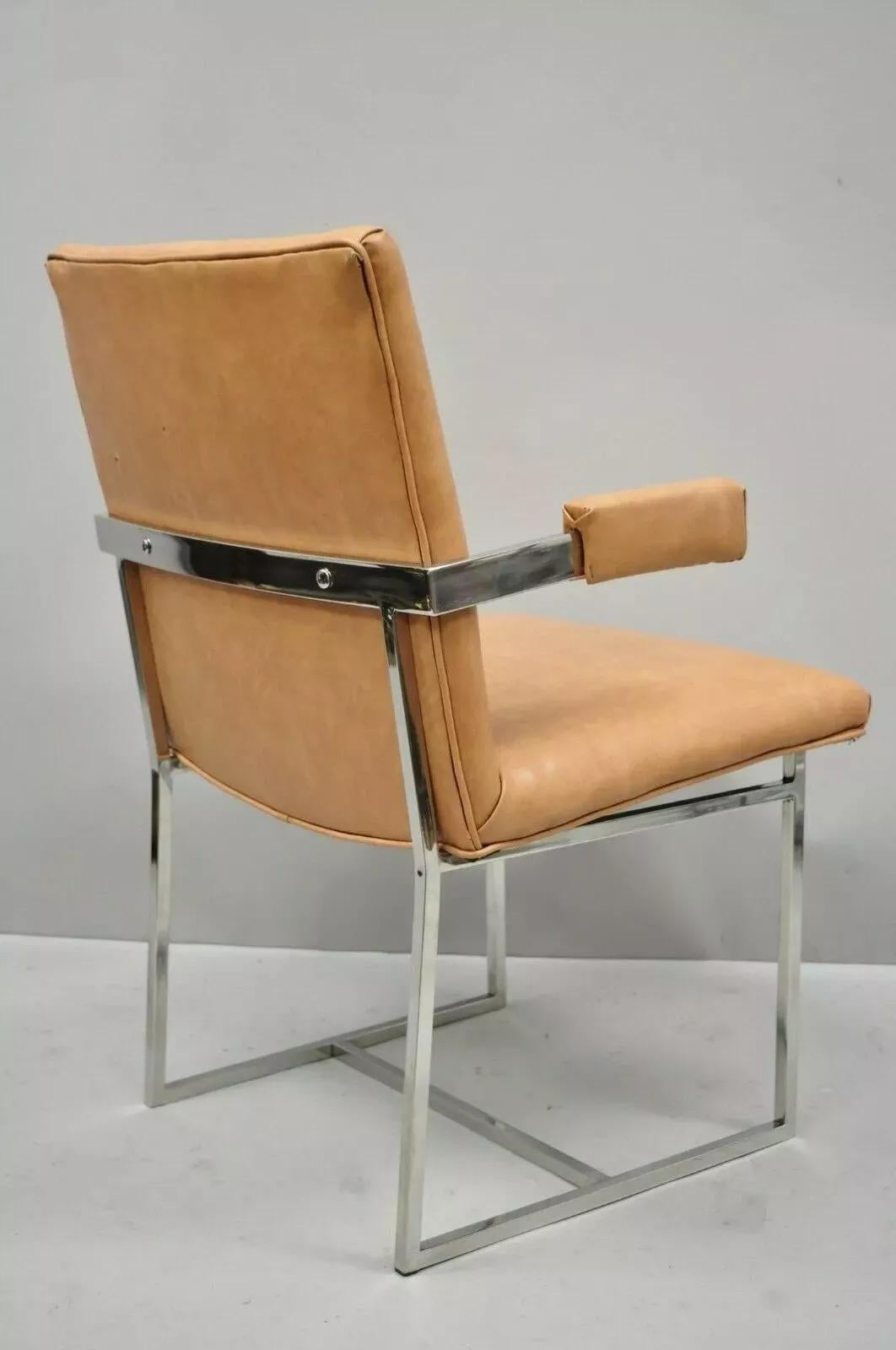 Fauteuil de salle à manger moderne mi-siècle avec cadre flottant chromé Milo Baughman en vente 3