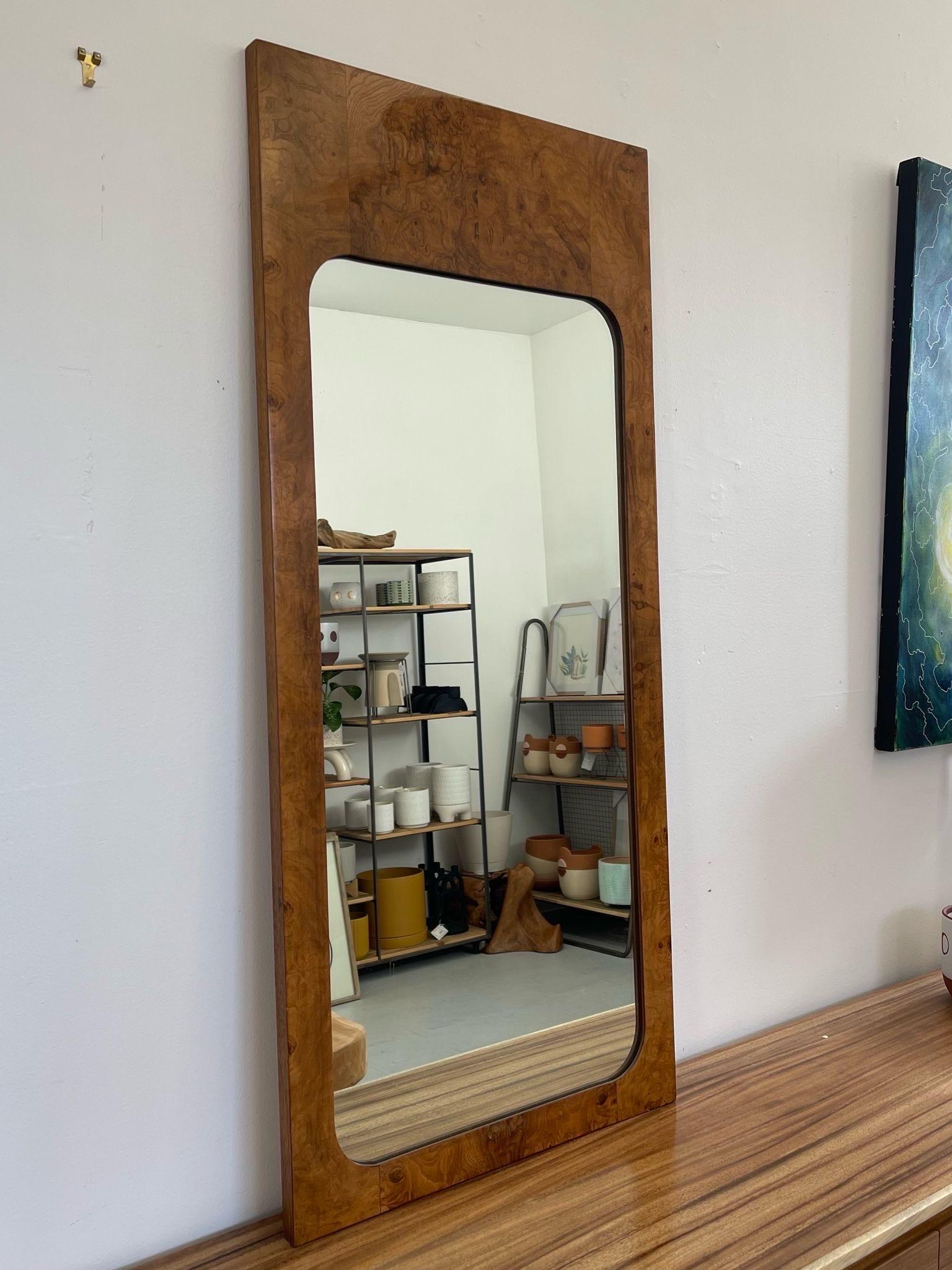 Mid Century Modern wall Mirror. Circa 1970. Produced by Lane Furniture as part of their “Alpha” Collection. 
First of Two available. Vintage Condition Consistent with Age as Pictured.

Dimensions. 21 1/4 W ; 1 D ; 47 H
