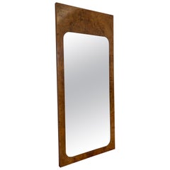 Vintage Milo Baughman Style Burl Wood Framed Wall Mirror by Lane.