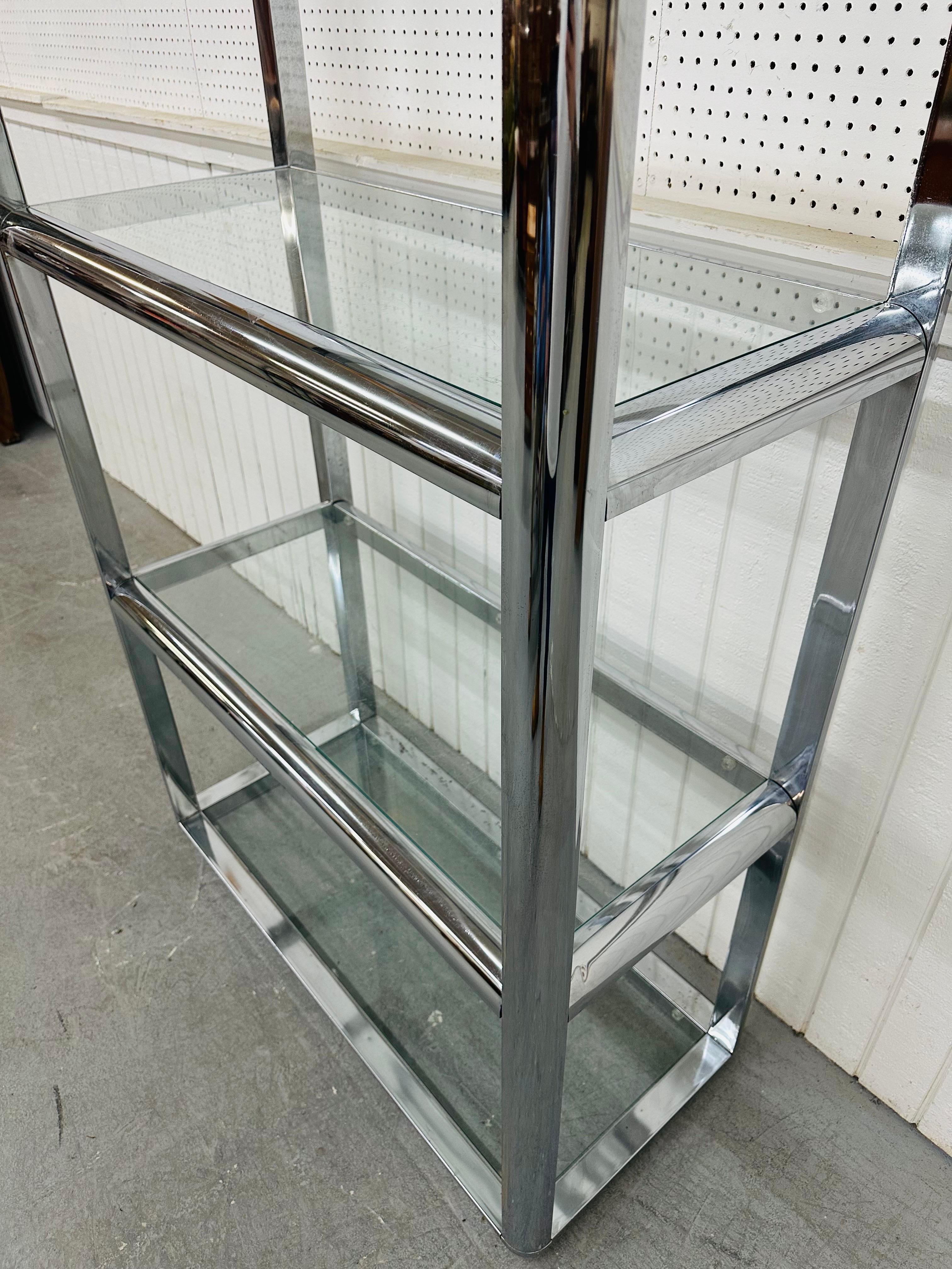 American Vintage Milo Baughman Style Chrome Etagere