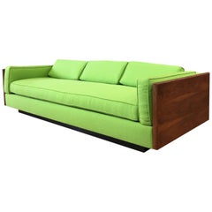 Vintage Milo Baughman-Style Expansive Walnut Case Sofa