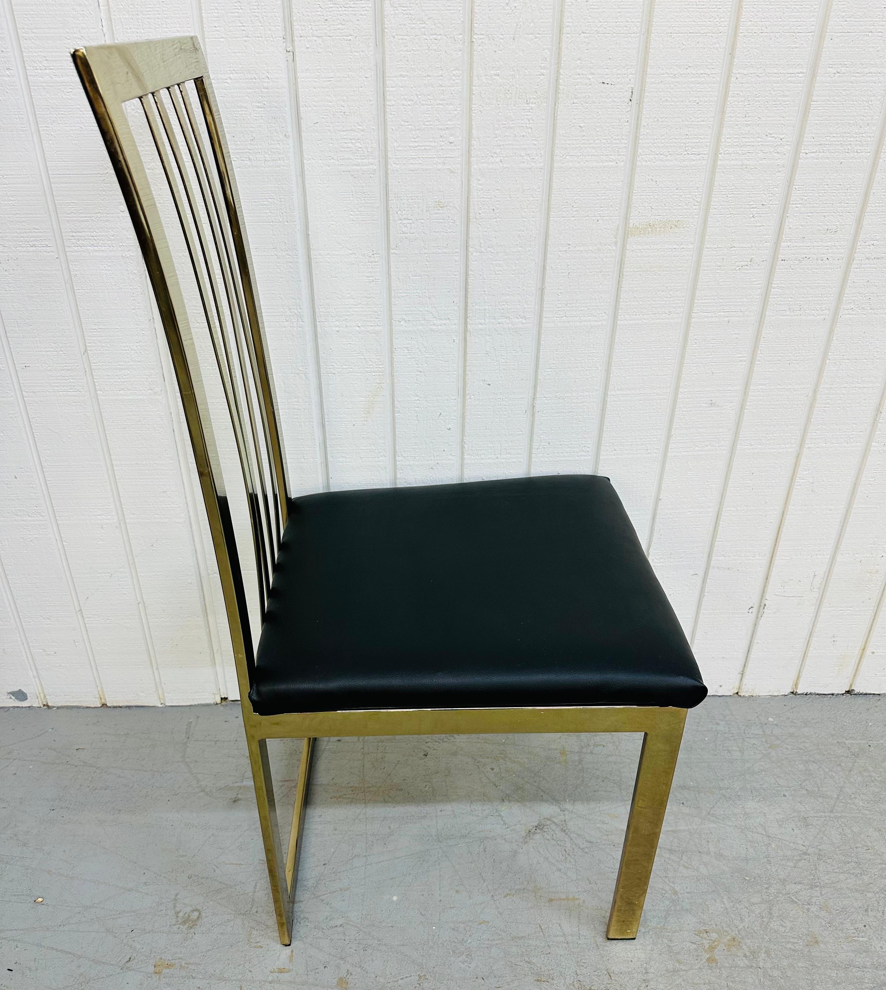 Post-Modern Vintage Milo Baughman Style Flat Bar Brass Dining Chairs - Set of 8