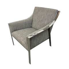 Vintage Milo Baughman Style Flat Bar Chrome Arm Chair