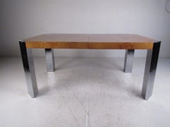 Vintage Milo Baughman Style Olive Burl Dining Table