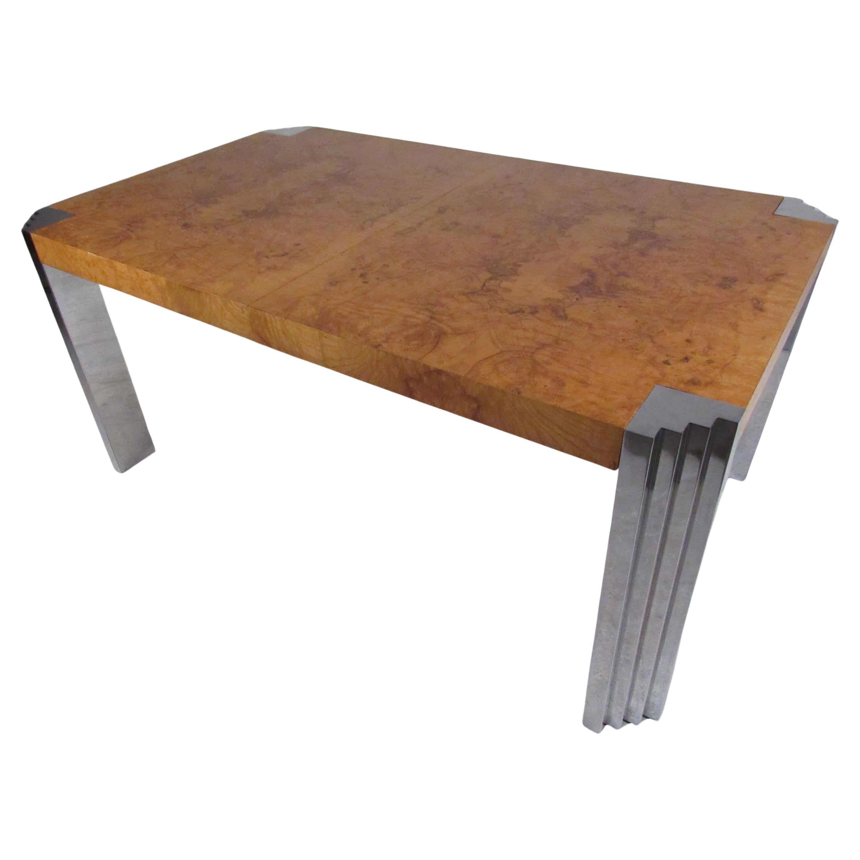 Vintage Milo Baughman Style Olive Burl Dining Table For Sale