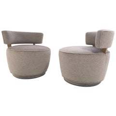 Vintage Milo Baughman Style Tub Chairs Restored in Loro Piana Alpaca Wool, Pair
