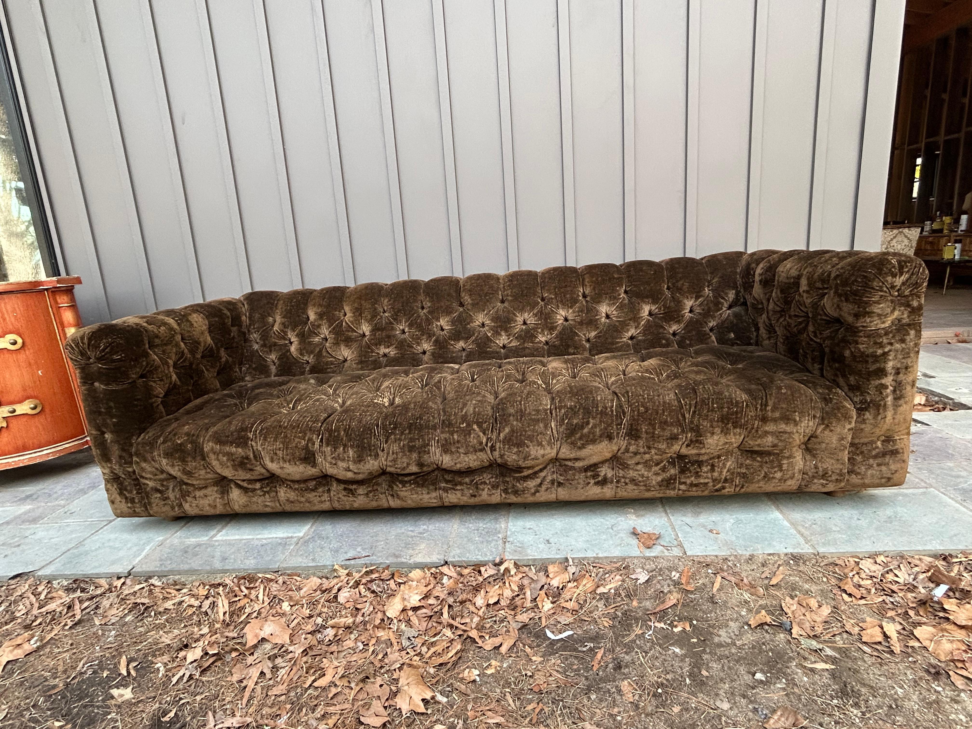 Divano vintage stile Milo Baughman Tufted Tuxedo Mid-Century Modern in vendita 10