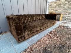 Vintage Milo Baughman style Tufted Tuxedo Sofa Mid-Century Modern