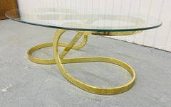 Vintage Milo Baughman Style Twisted Flat Bar Brass Coffee Table