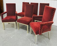 Vintage Milo Baughman Style Upholstered Dining Chairs - Set of 6