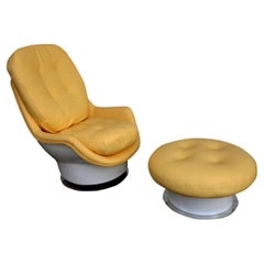 Fauteuil de salon et pouf vintage Milo Baughman Thayer Coggin