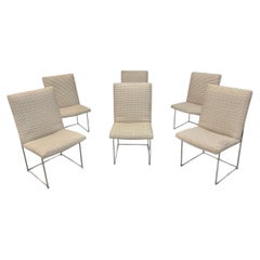Vintage Milo Baughman "Thin Line" Chrome Upholstered Dining Chairs - Set of 6