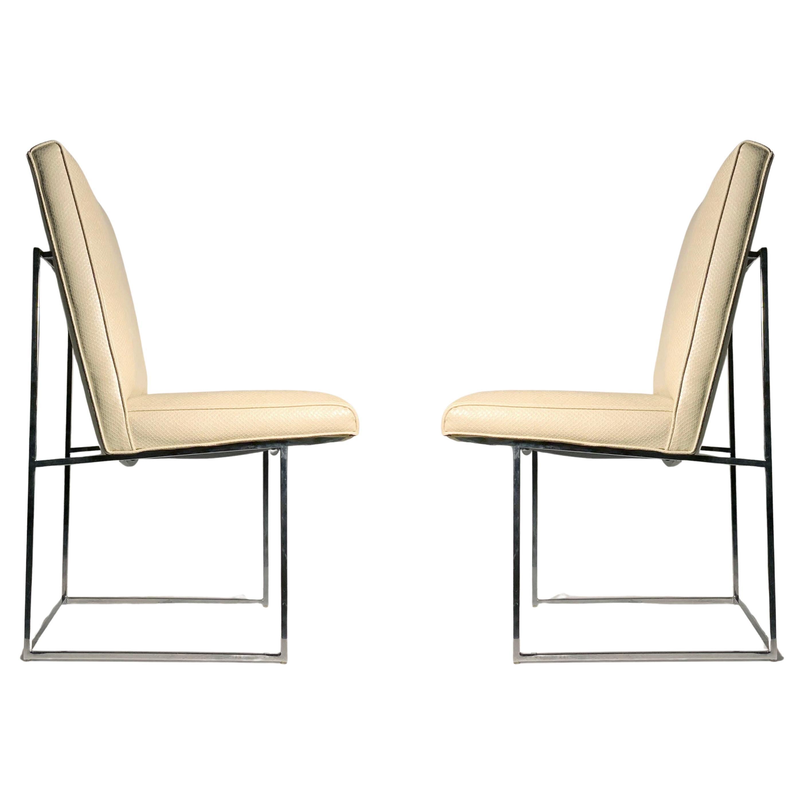 Vintage Milo Baughman Thin Line Pair of Dining Chairs for Thayer Coggin