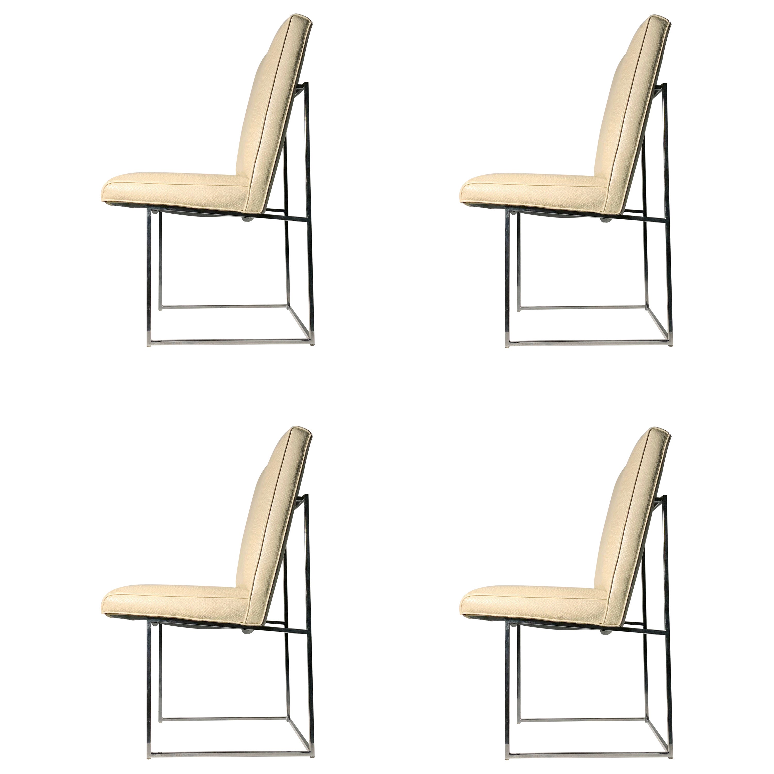 Vintage Milo Baughman Thin Line Set of 4 Dining Chairs for Thayer Coggin