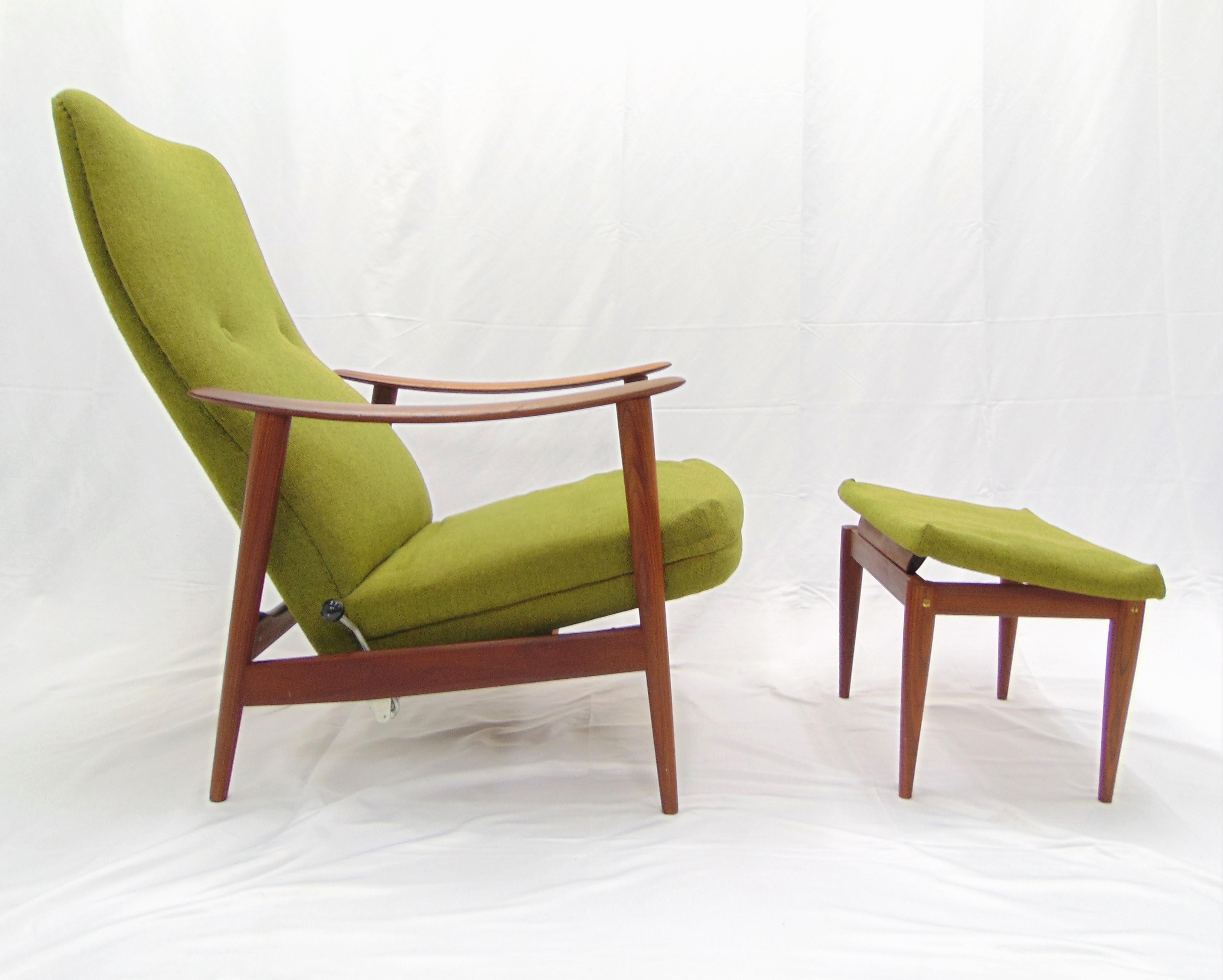 Mid-Century Modern Vintage Mid Century Nowegian Recliner and Footstool by Arnt Lande for Stokke 