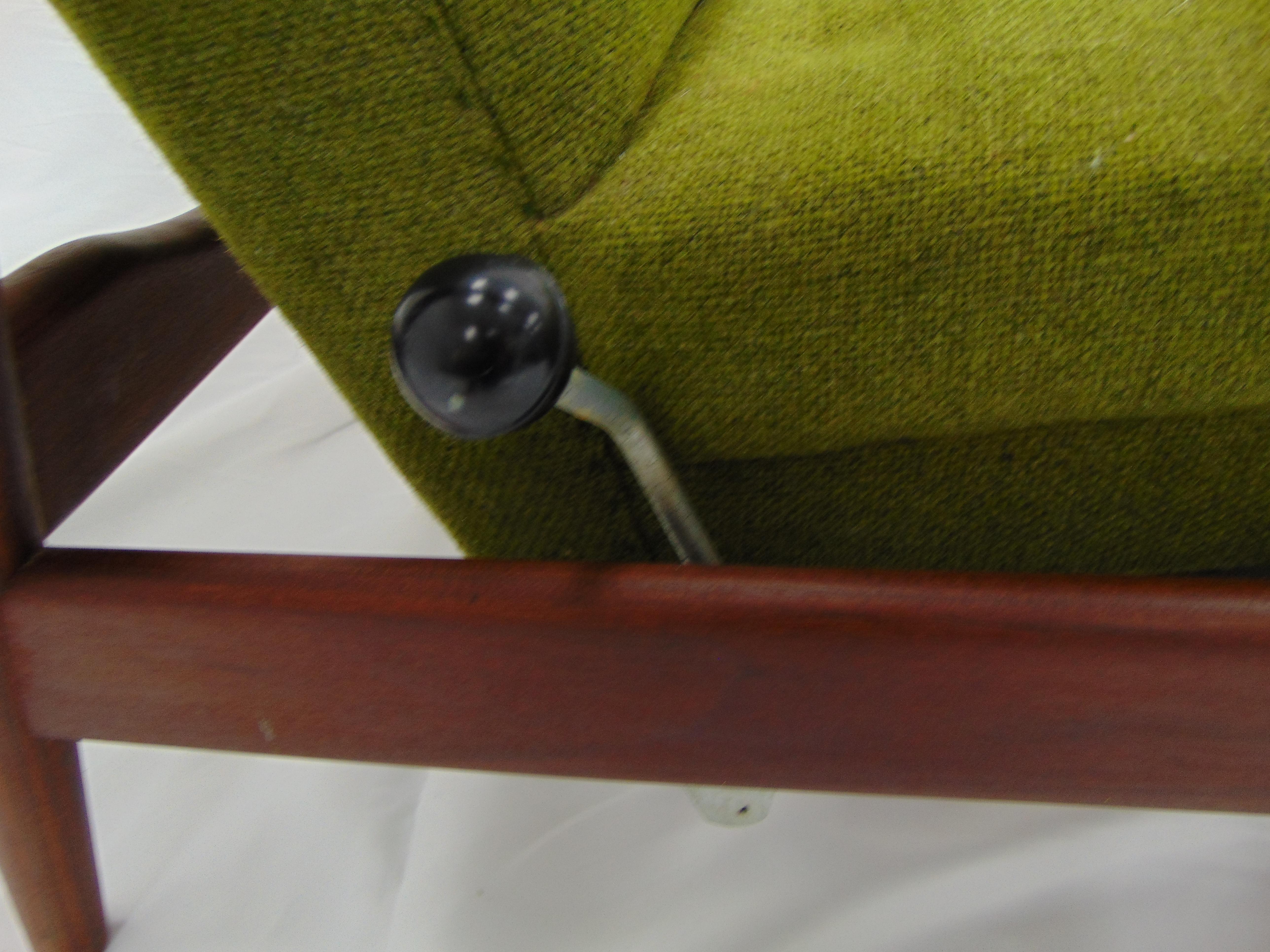 Fabric Vintage Mid Century Nowegian Recliner and Footstool by Arnt Lande for Stokke