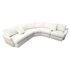 Vintage Milo Baughman White Fabric Curved 3 Piece Modern Sectional Sofa