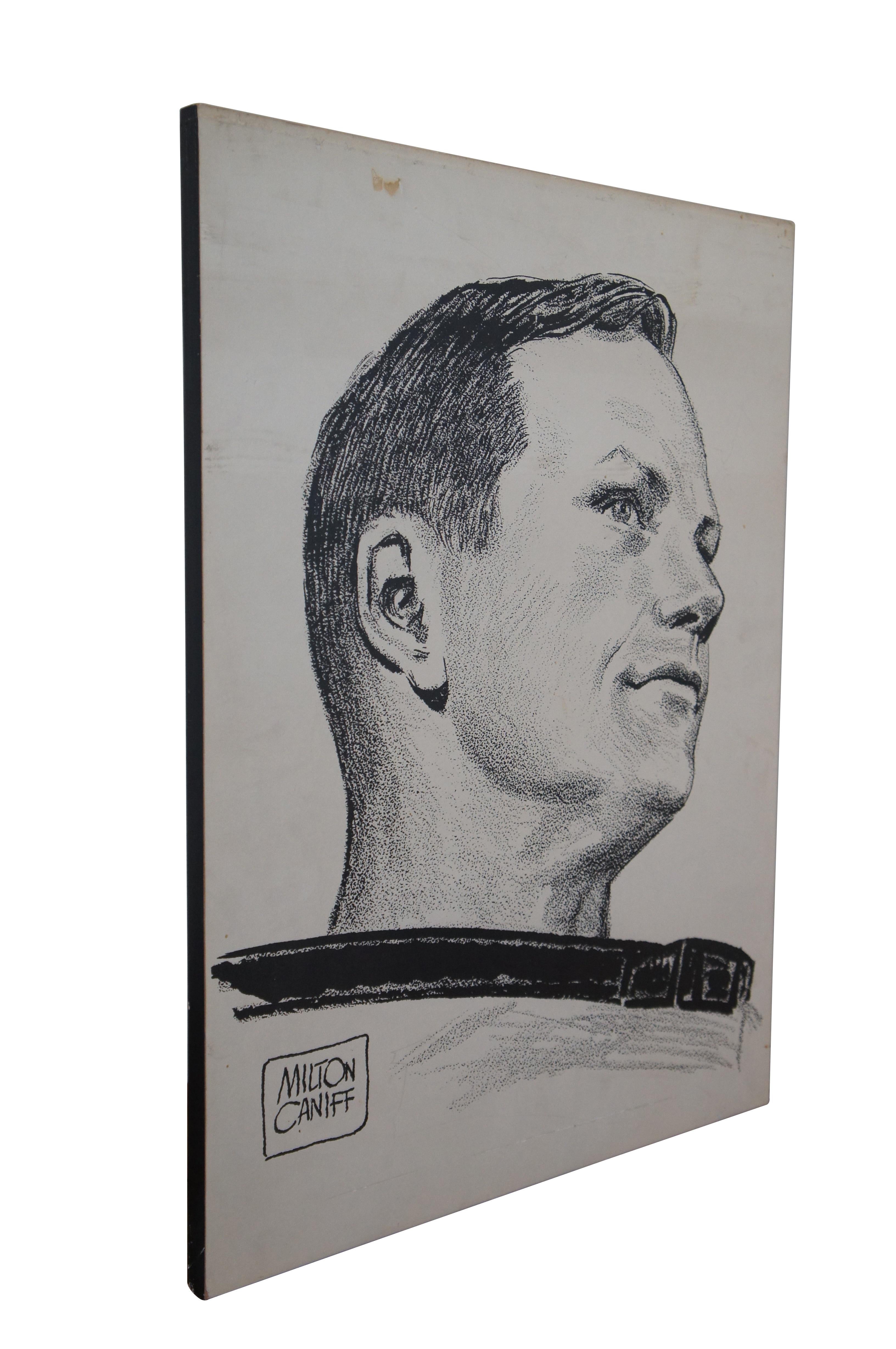 Vintage Milton Caniff Neil Armstrong Portrait Print on Board 24