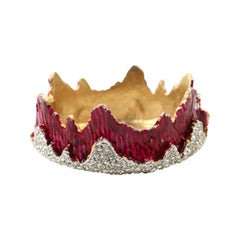 Vintage Mimi Di N Gold and Red Diamante Clamper Bracelet Circa 1990s