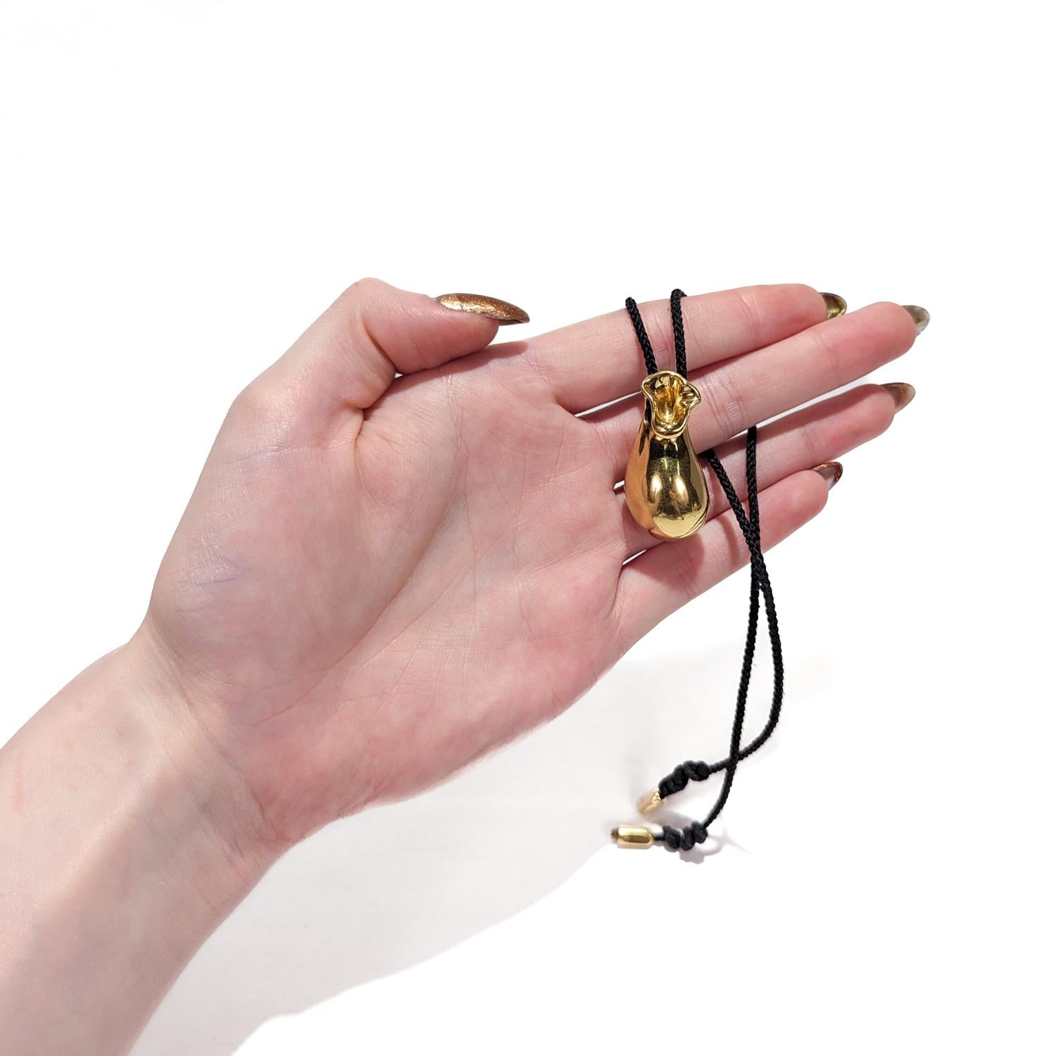 Modern Vintage Minas Spiridis 18k Golden Pouch Pendant Necklace with Secret Compartment