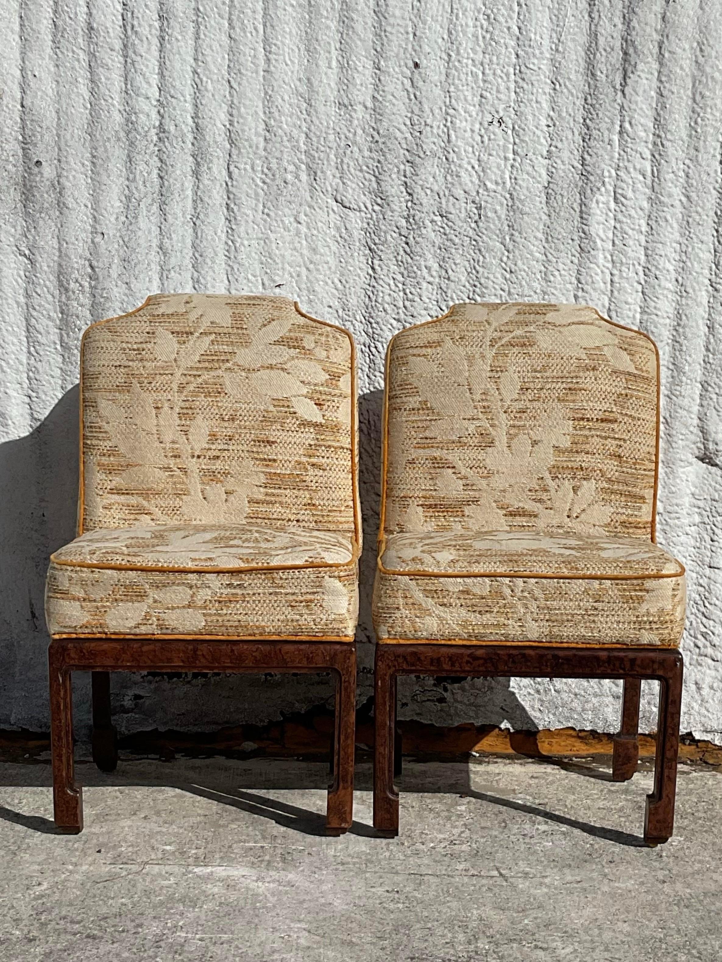 Vintage Ming Foot Faux Tortoise Occasional Chair - a Pair 1