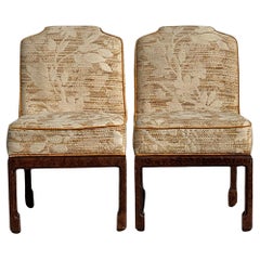 Vintage Ming Foot Faux Tortoise Occasional Chair - a Pair