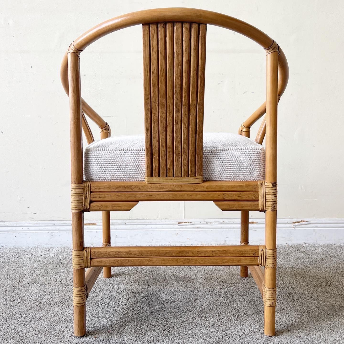 American Vintage Ming Style Bamboo & Rattan Arm Chair by Ficks Reed