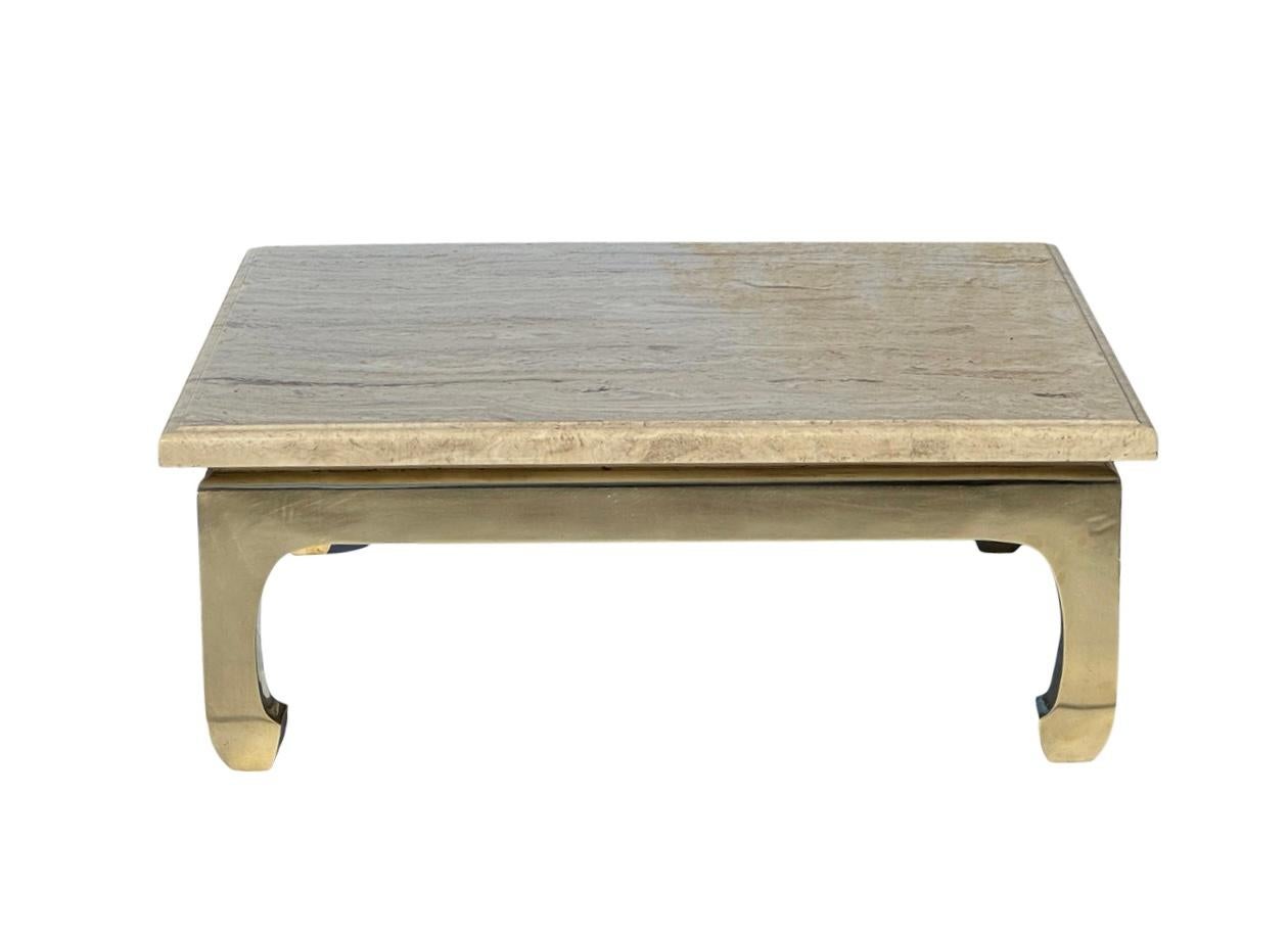 italien Vintage Ming Style Brass & Stone Square Cocktail Tables en vente