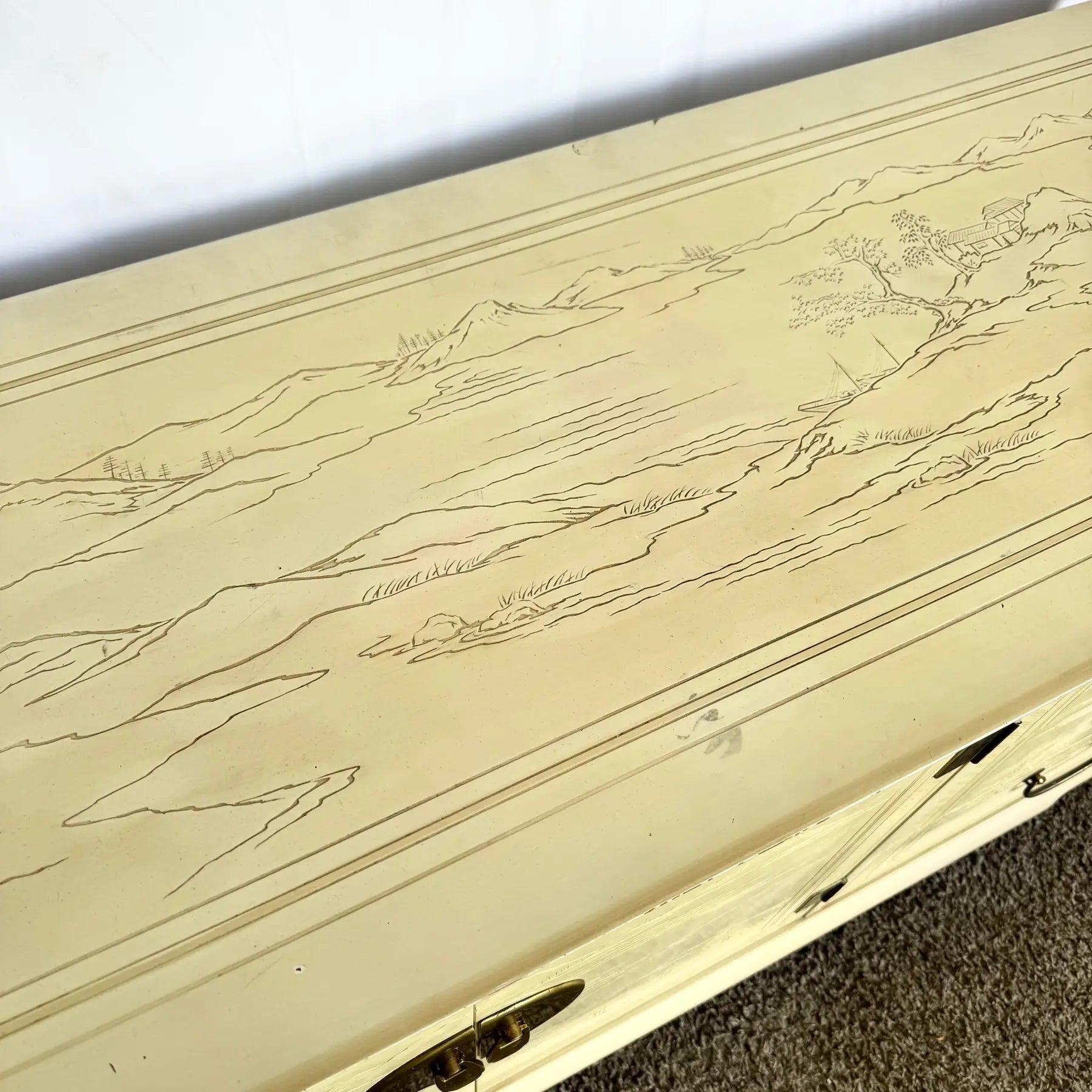 Vintage Ming Style Connoisseur Dresser With Folding Mirror by Drexel Heritage For Sale 5