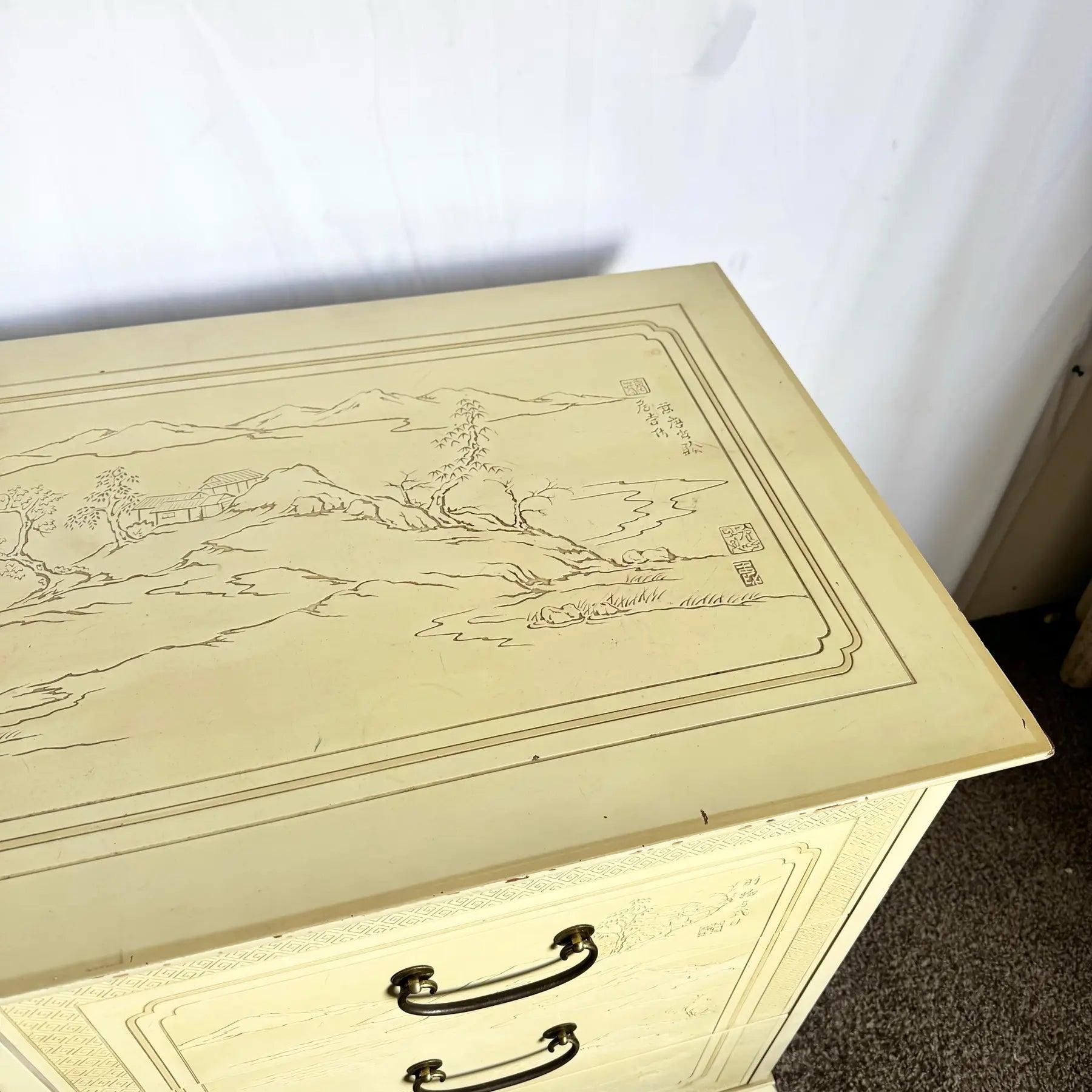20th Century Vintage Ming Style Connoisseur Dresser With Folding Mirror by Drexel Heritage For Sale