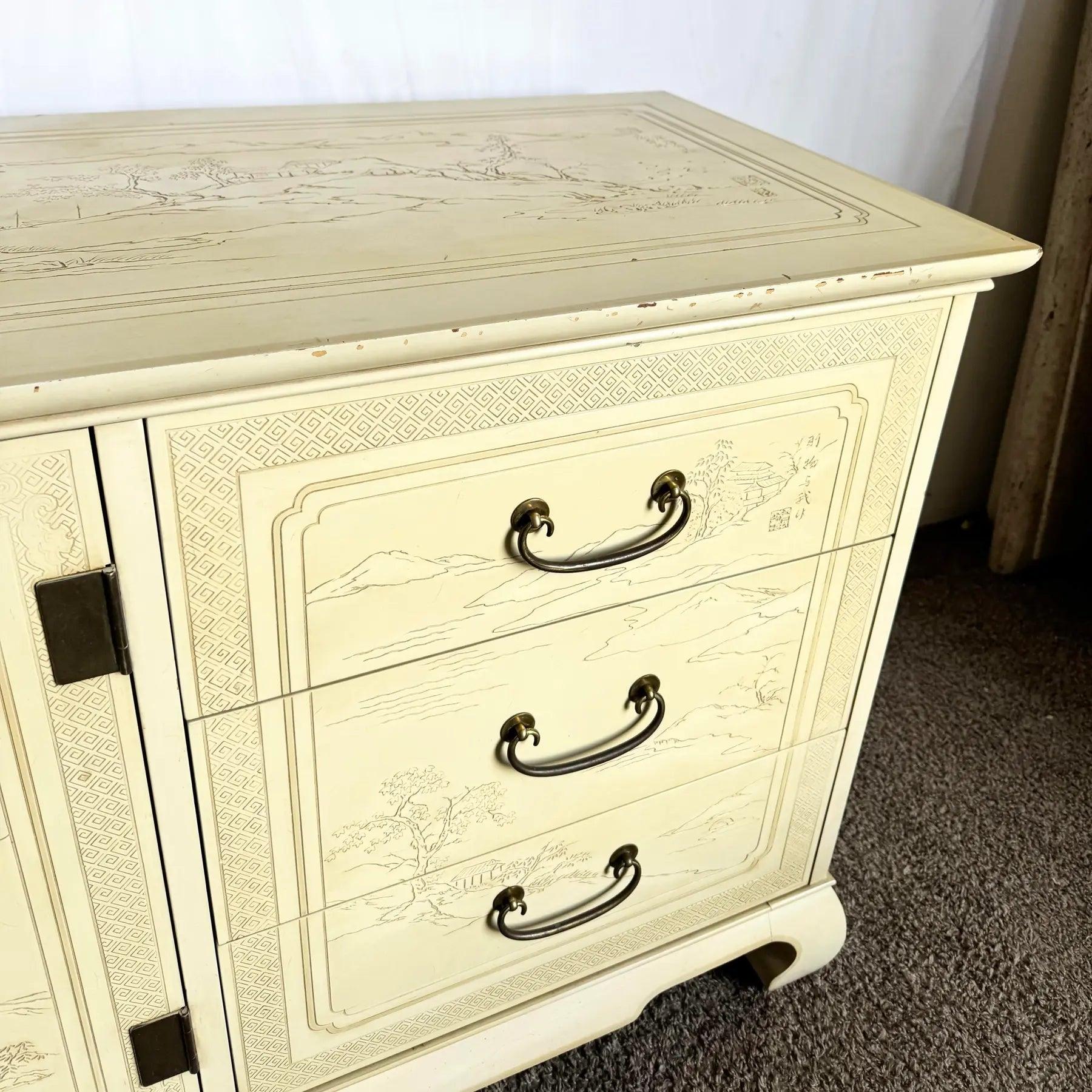 Vintage Ming Style Connoisseur Dresser With Folding Mirror by Drexel Heritage For Sale 1