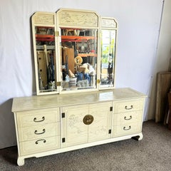 Vintage Ming Style Connoisseur Dresser With Folding Mirror by Drexel Heritage