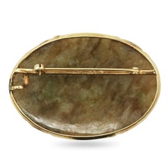Vintage Ming’s 14K Yellow Gold Jade Brooch