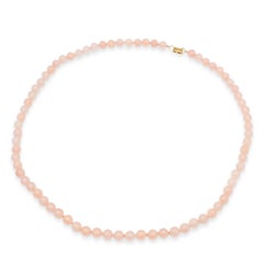 Vintage Ming’s 14K Yellow Gold Rose Quartz Bead Necklace