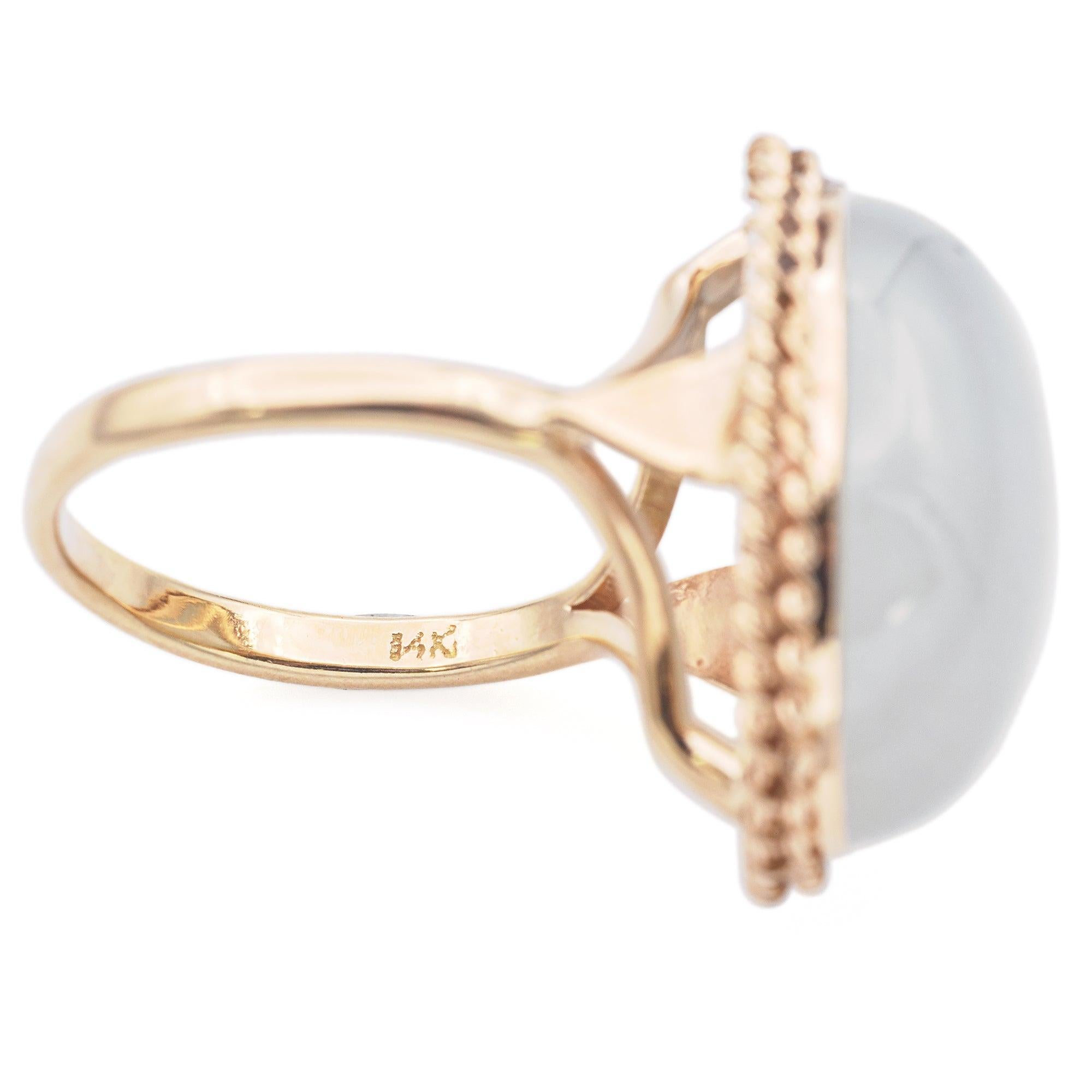 Donna Anello Cocktail di Ming Ming Hawaii in oro 14k con 17,3ct di giada verde celadon cabochon in vendita