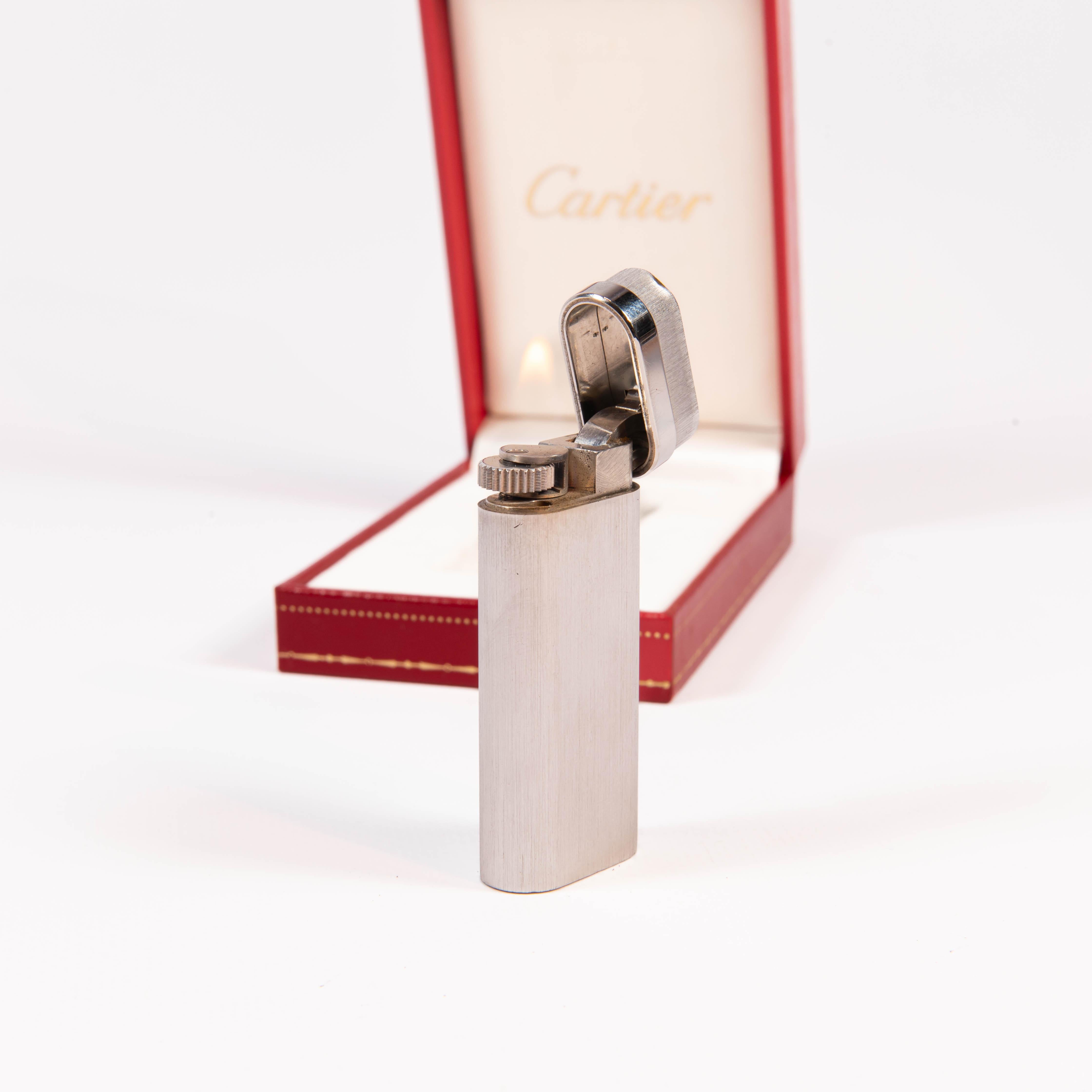 Vintage Mini Cartier Les Must lighter Silver Plated Complete In Box 1